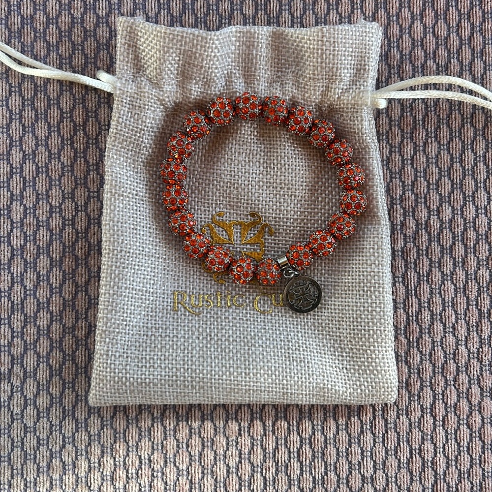 Rustic Cuff orange and gold bracelet